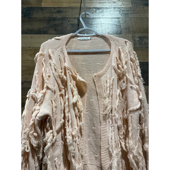 Misslook Women’s Light Pink Ruffled Open-Front Cardigan – Size Medium - Picture 4 of 7